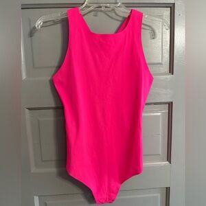 Aerie SmoothEZ Vibrant Pink High Neck Tank Bodysuit